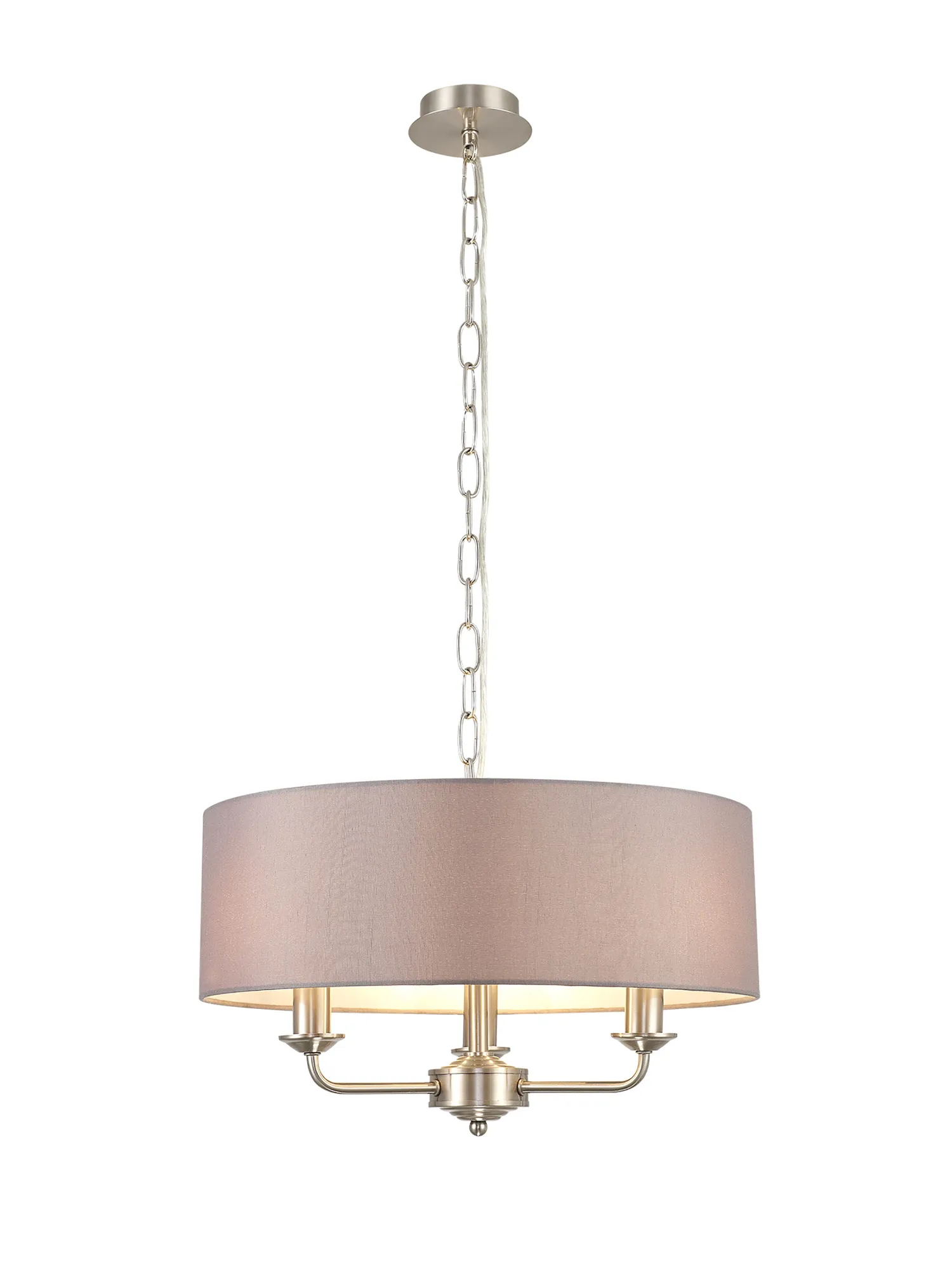 DK0056  Banyan 45cm 3 Light Pendant Satin Nickel, Grey